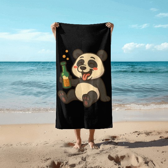 Drunk Party Panda Beach Towels