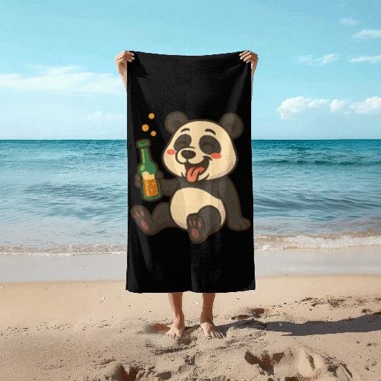Drunk Party Panda Beach Towels
