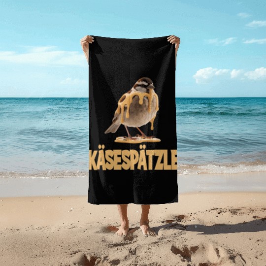 Käsespätzle Sparrow Delight With Cheesy Drizzle Beach Towels
