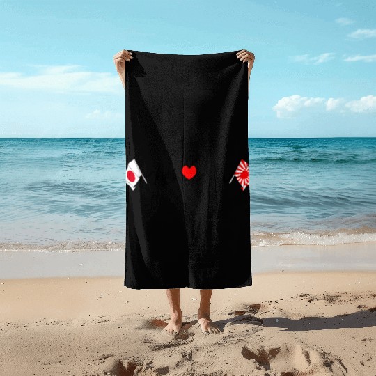 Heartbeat with Japan & Rising Sun Beach Towels