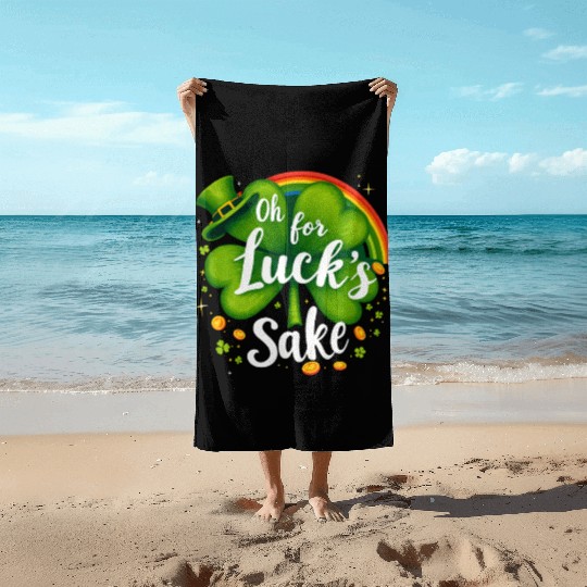 Funny Shamrock Clover Design Beach Towels