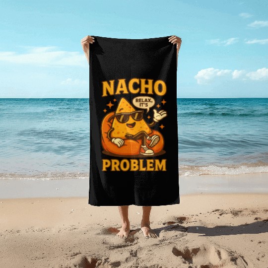 Funny Nacho Pun – Relaxed & Cheesy Vibes Beach Towels