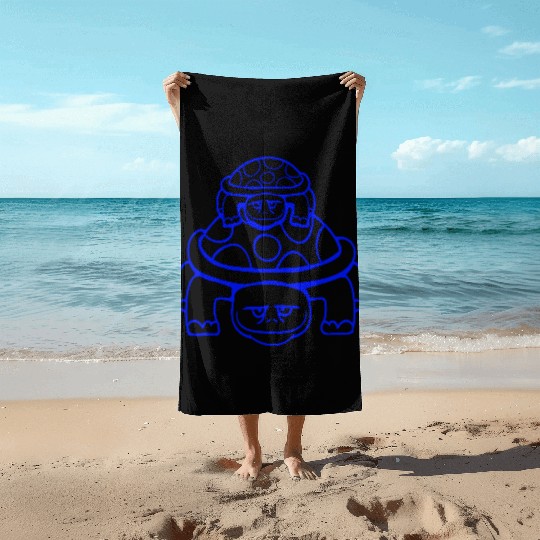 2 Turtle small child dad mom father mother family Beach Towels