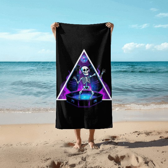 Neon Dancing Skeleton in Coffin Beach Towels