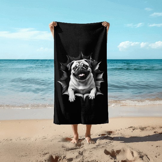 Hello From The Pug Beach Towels