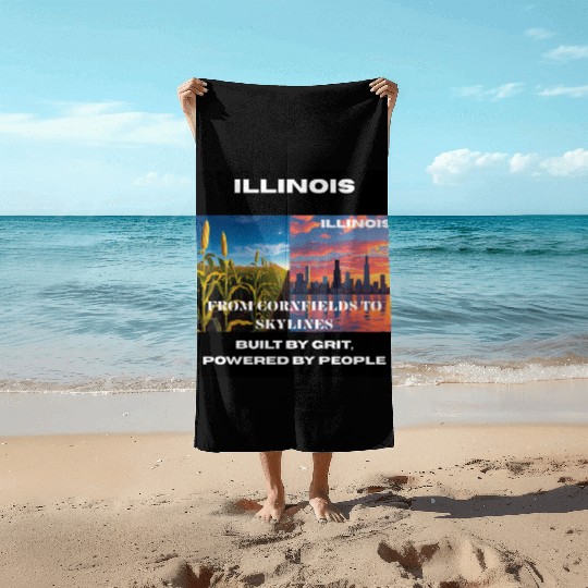 Illinois Midwest Mosaic Art Beach Towels