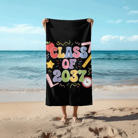 Class of 2037 Grow With Me, Funny back to school Beach Towels
