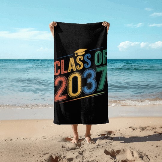 Class of 2037 Grow With Me, Funny back to school Beach Towels