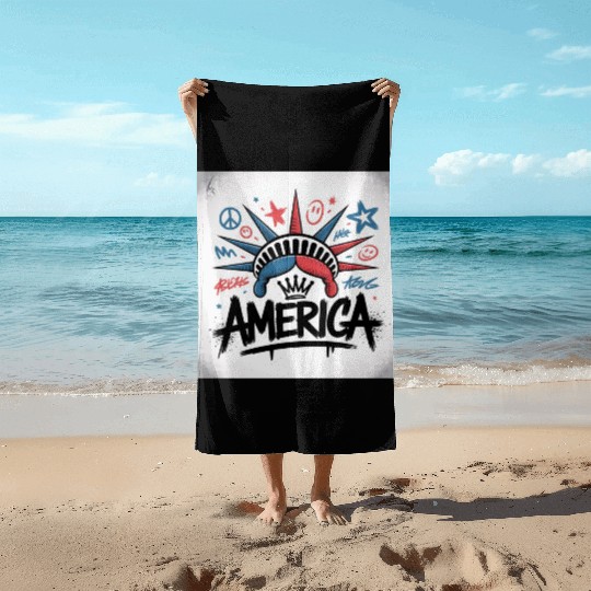 Statue of Liberty USA Graffiti Zero Limit Brand Beach Towels