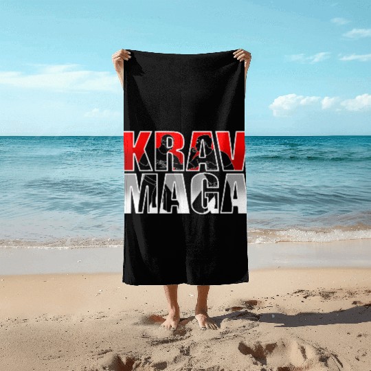 Krav Maga Israel Martial Arts Fighter Beach Towels