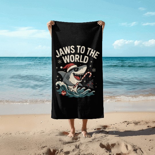 Jaws to the World – Christmas Shark Attack Beach Towels