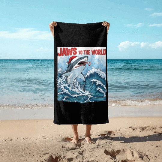 Jaws to the World – Christmastime Shark Attack Beach Towels
