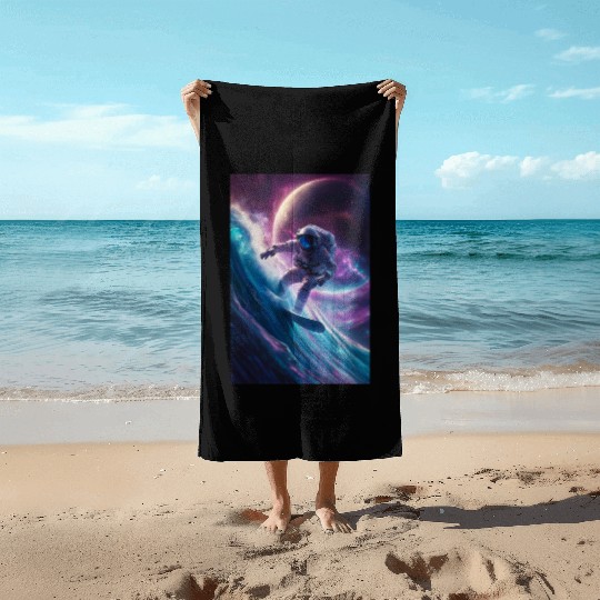 Galactic Surfing Astronaut Beach Towels