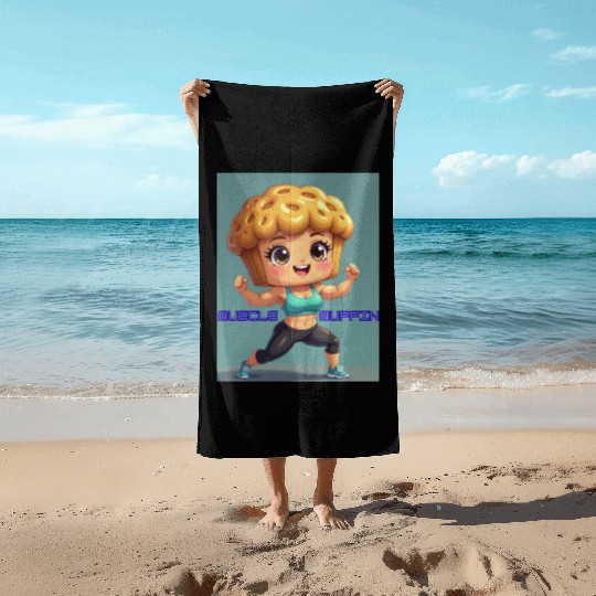 MUSCLE MUFFIN-Muscle Pose Beach Towels