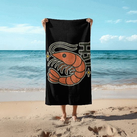 Kawaii Shrimp Japanese Beach Towels