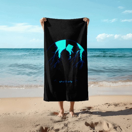 Royal Blue Lightning shadow Beach Towels