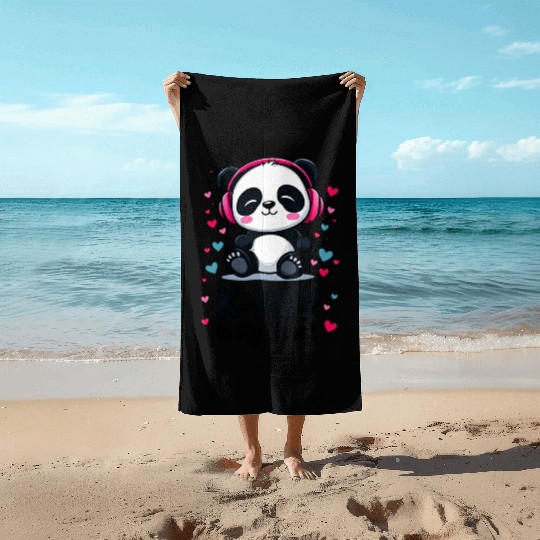 K-pop In My Heart Sweet Panda Beach Towels