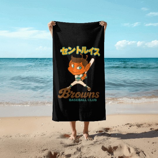 Vintage St Louis Browns Baseball Japan Version Beach Towels