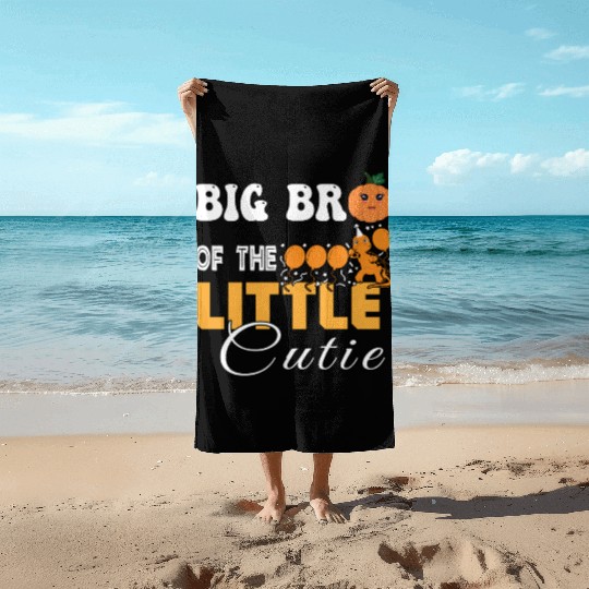 Big Brother Little Cutie Baby Shower Orange 1st Bi Beach Towels