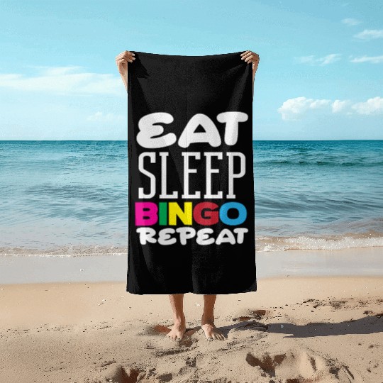 Bingo Player Eat Sleep Bingo Repeat Beach Towels