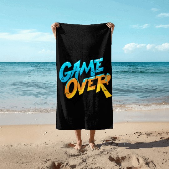 Graffiti Style Game Over Typography Beach Towels