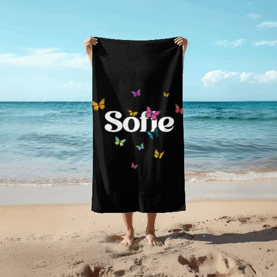 SOFIE - beautiful girl name with cute butterflies Beach Towels