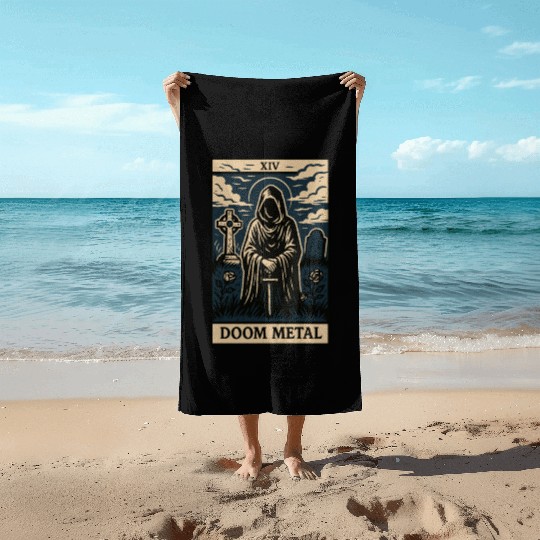 Dooom Metal Tarot Card – Shadows, Sorcery & Solitud Beach Towels