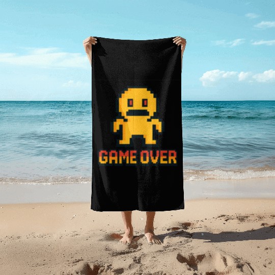 Retro Pixel Game Over – 8-Bit Character Design Beach Towels