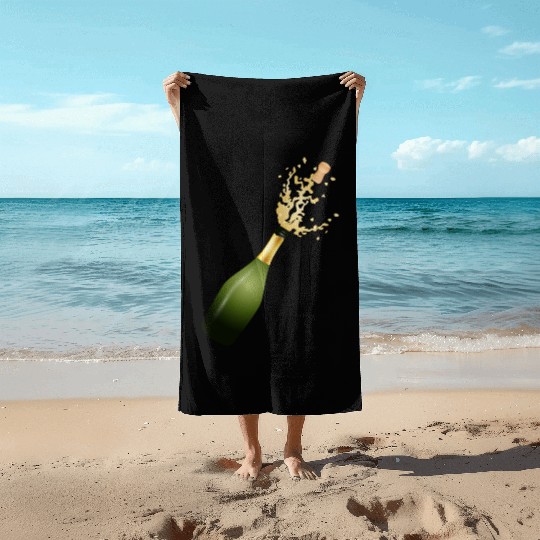 A champagne bottle – for New Year's Eve & parties Beach Towels
