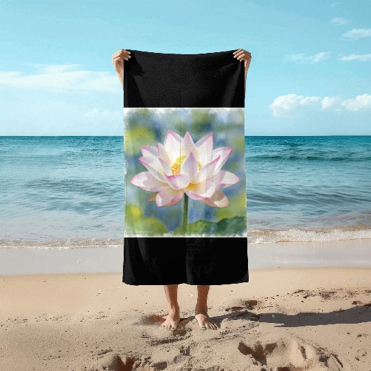 Serene Water Lily Floral Print Beach Towels