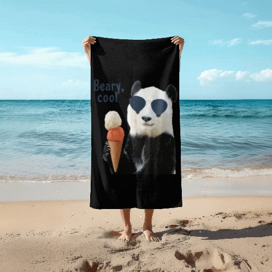 Cool Panda with Sunglasses and Ice Cream Beach Towels