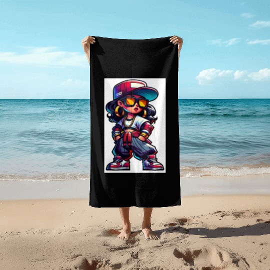 Street Dance Rap Girl Beach Towels