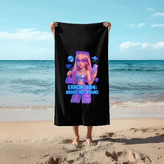 Y2K Rich Girl - ERROR 404 Bold Aesthetic Beach Towels