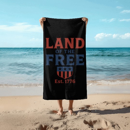Land of the Free Patriotic Badge Beach Towels