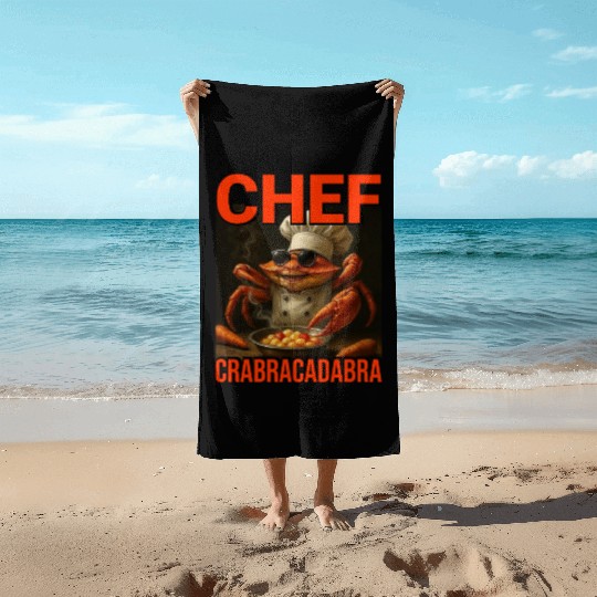 Chef Crabracadabra Beach Towels - Meme Magic Crab Chef