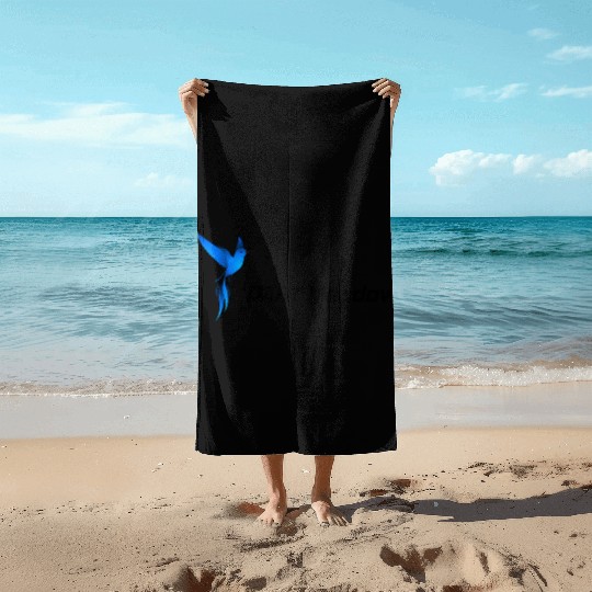 DM Blue Hummingbird Logo Dark Beach Towels
