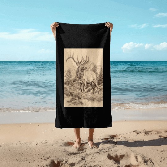 elk in the mountains Beach Towels