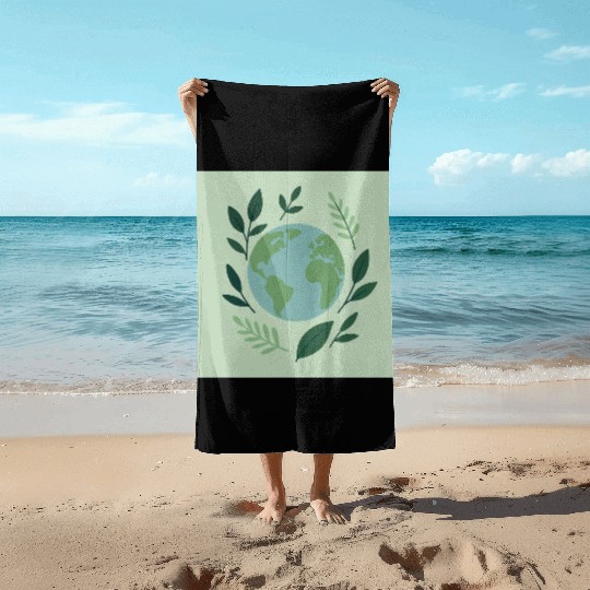 Earth and Leaves Eco Print Beach Towels