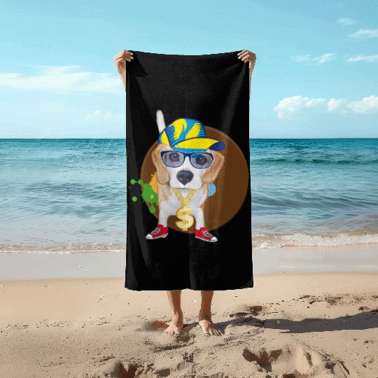 Cool Hip-Hop Beagle with Sunglasses & Style Beach Towels
