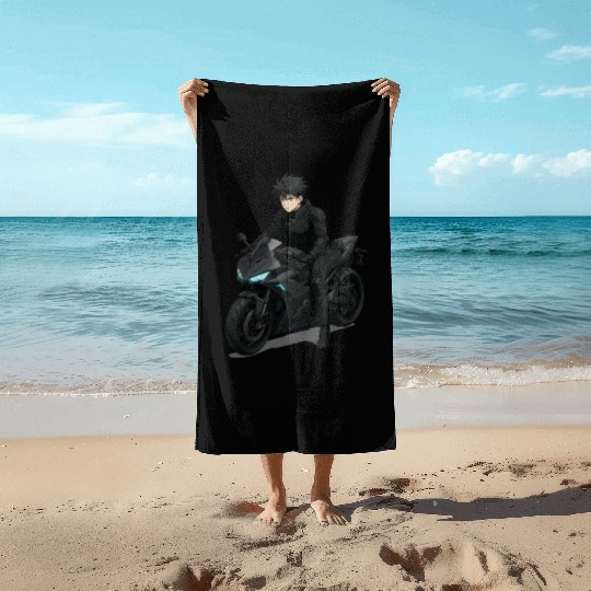 202Cyber Rider Anime – Futuristic Sportbike Hero Beach Towels