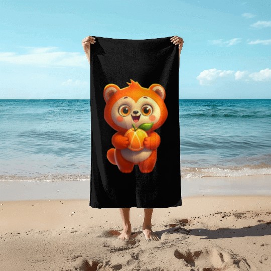 Bear with orange Beach Towels