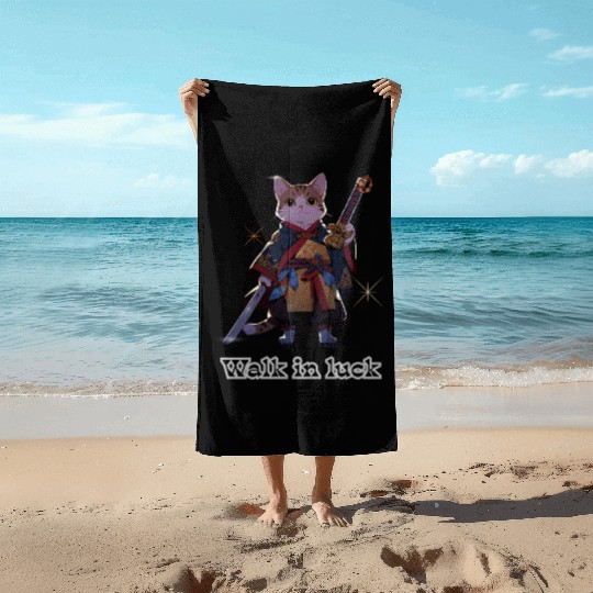 Samurai Cat Illustration for Apparel Beach Towels