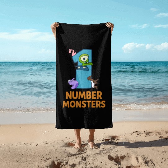 Number Monsters Kids Beach Towels – Fun Cartoon Math Frie