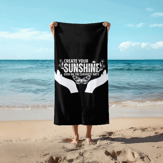 Hopeful Sunshine Motivational Quote Beach Towels