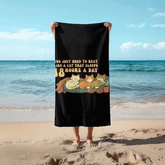 Relaxing Cat Nap Quote Design Beach Towels
