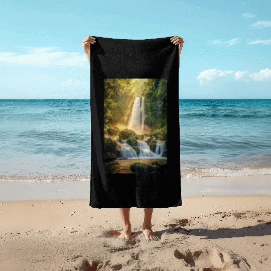 Sunrise Over Hidden Waterfall Beach Towels