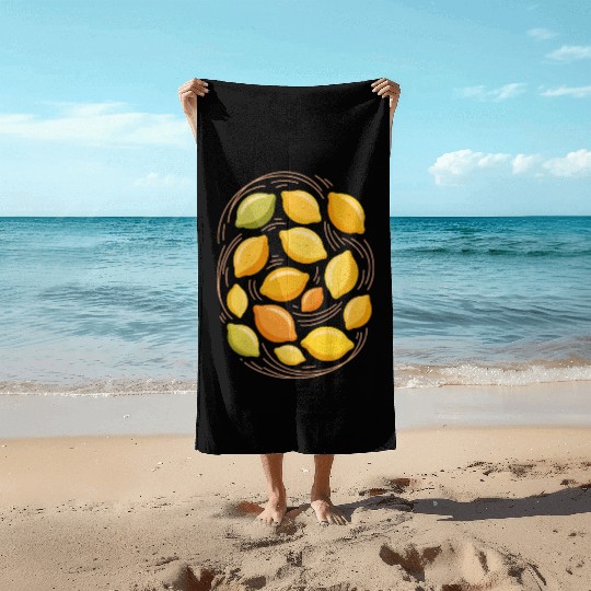 Lemon Pattern for Citrus Lovers Beach Towels