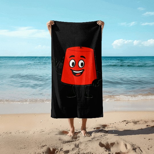 Whimsical Red Lamp Character Design Beach Towels