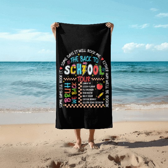 Back to School Tour Beach Towels – Fun Teacher Design