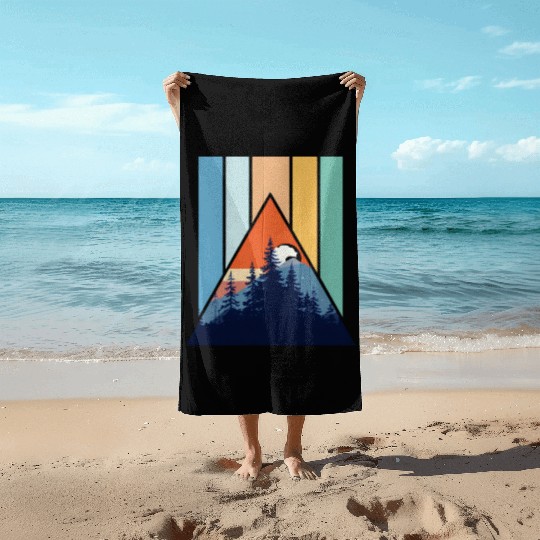 Geometric Mountain Forest Sunset Beach Towels